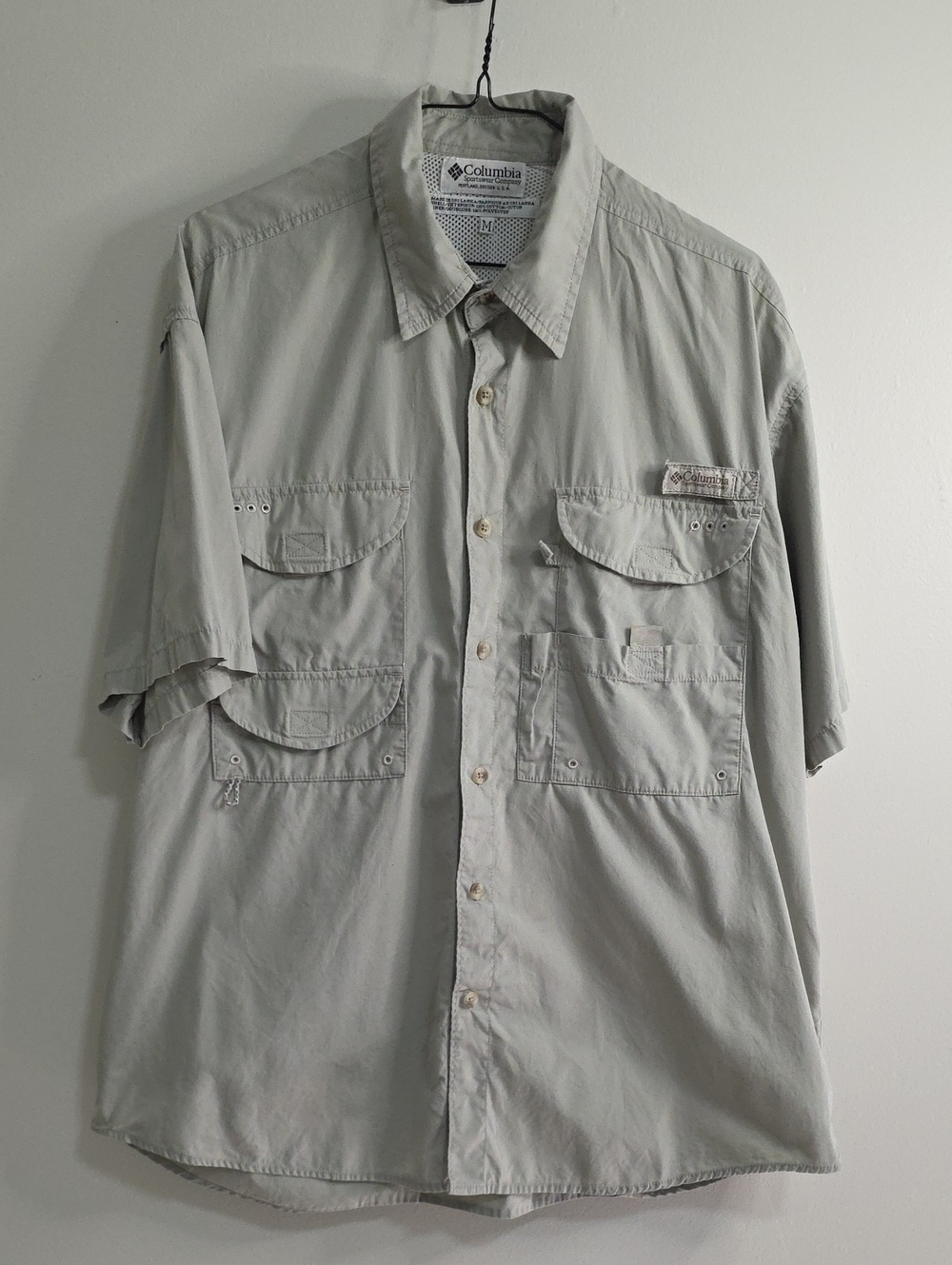 Columbia PFG Men’s Short-Sleeve Button-Front Shirt - Light Gray
